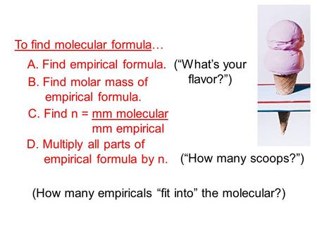 (How many empiricals “fit into” the molecular?)