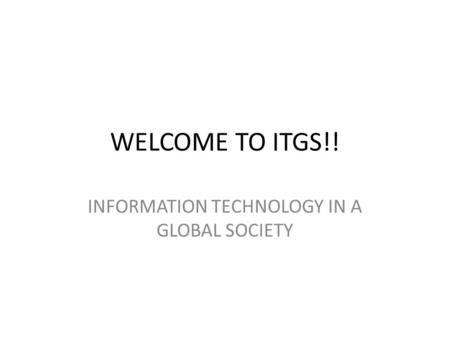 INFORMATION TECHNOLOGY IN A GLOBAL SOCIETY