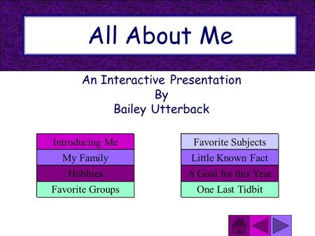 All About Me An Interactive Presentation By Bailey Utterback Favorite Groups Introducing Me My Family Hobbies Favorite Subjects One Last Tidbit Little.