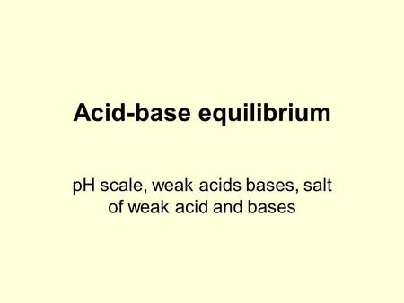 Acid-base equilibrium