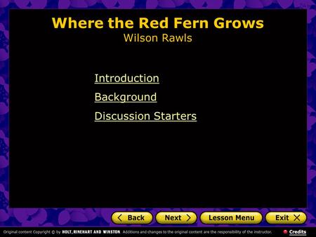 Where the Red Fern Grows Wilson Rawls Introduction Background Discussion Starters.