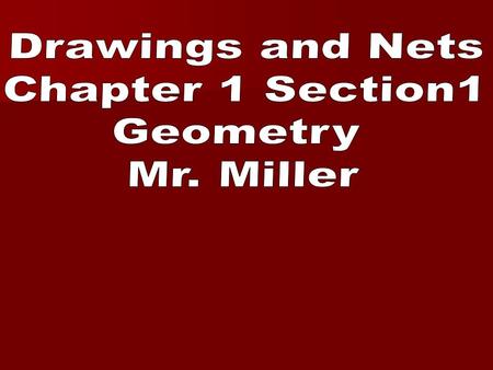 Drawings and Nets Chapter 1 Section1 Geometry Mr. Miller.