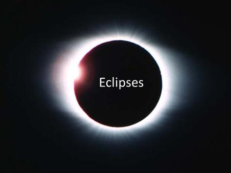 Eclipses. Two Types – Solar Eclipse – Lunar Eclipse Solar Eclipse – The moon blocks the earth’s view of the sun. Lunar Eclipse – The earth blocks the.