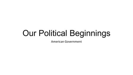Our Political Beginnings American Government. Basic Concepts of Government The earliest English settlers brought ideas for a political system to the Americas.