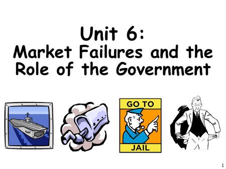 Unit 6: Market Failures and the Role of the Government 1.