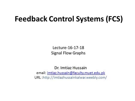 Feedback Control Systems (FCS)