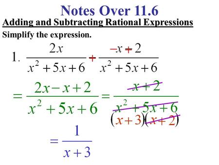 Notes Over 11.6 Adding and Subtracting Rational Expressions Simplify the expression.
