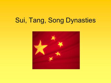 Sui, Tang, Song Dynasties. Period of Disunion 220-589 CE Period of disunion: the time of disorder that followed the collapse of the Han dynasty.