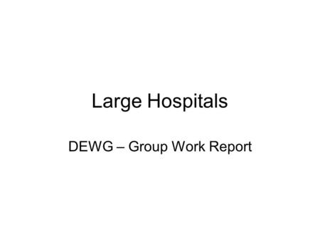 Large Hospitals DEWG – Group Work Report. Participants Indonesia Philippines South Africa Viet Nam Korea China Partners: KNCV, WHO, Gates.