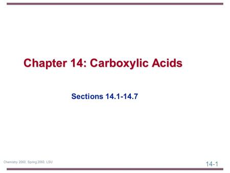 Chapter 14: Carboxylic Acids