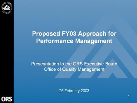 Background Management Council (MC) was briefed on approach in early Feb 2003 and approved it Agreed that every Service Group (SG) will participate in.
