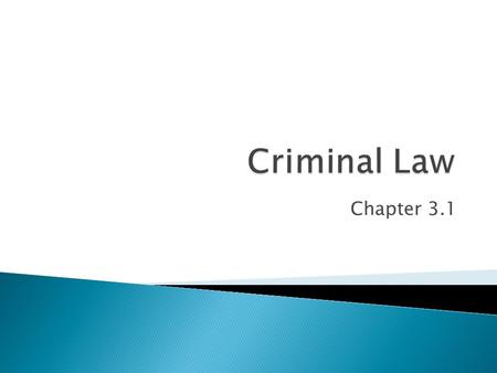 Chapter 3.1.  Crime - an act against the public good.  In the U.S. the Federal Gov’t is the plaintiff - the party that accuses a person of a crime.