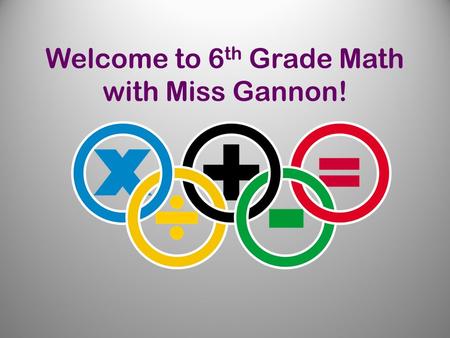 Welcome to 6 th Grade Math with Miss Gannon!. About Miss Gannon First year teaching at JIMS! Grew up in NY Graduated with a BA in Math & Education from.