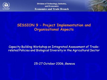 Division of Technology, Industry, and Economics Economics and Trade Branch SESSION 9 – Project Implementation and Organisational Aspects Capacity Building.