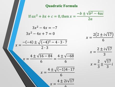 Quadratic Formula                      .