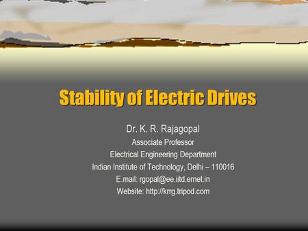 Stability of Electric Drives
