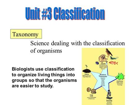 Unit #3 Classification T axonomy