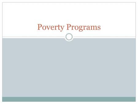 Poverty Programs. NEW DEAL REFORMS Created during the Depression President Franklin D. Roosevelt.