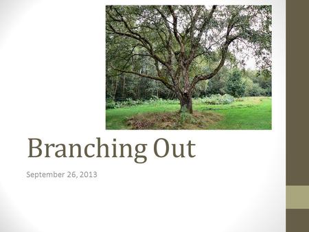 Branching Out September 26, 2013. Welcome Back! Where are we now? Where are we going? PLN! Introductions…