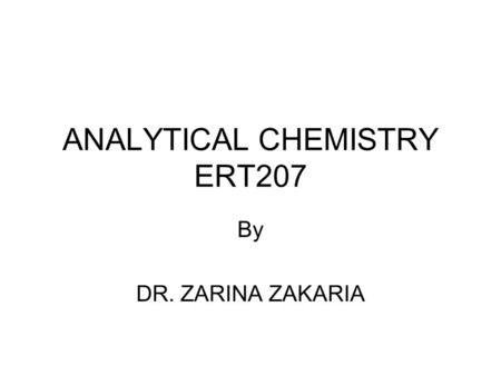 ANALYTICAL CHEMISTRY ERT207