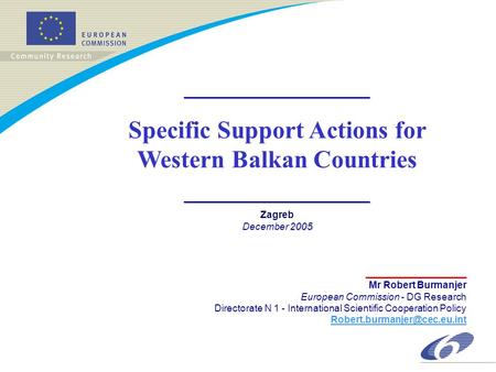 Specific Support Actions for Western Balkan Countries
