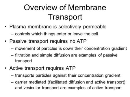 Overview of Membrane Transport