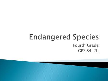 Fourth Grade GPS S4L2b.  Endangered - Any species that is in danger of becoming extinct and needs protection in order to survive.  Threatened - Any.