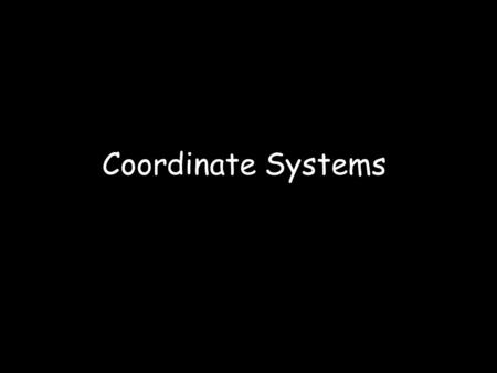 Coordinate Systems.