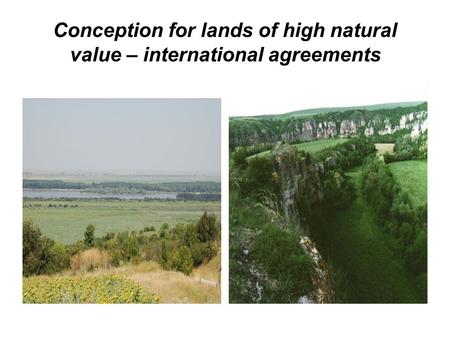 Conception for lands of high natural value – international agreements.