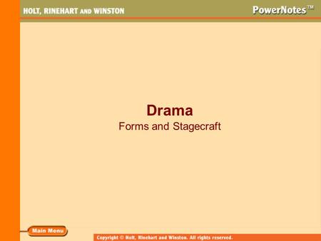 Drama Forms and Stagecraft.