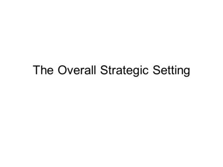 The Overall Strategic Setting. Agenda Road to War Objectives Strategies Political leaders.