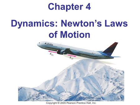 Chapter 4 Dynamics: Newton’s Laws of Motion. Units of Chapter 4 Force Newton’s First Law of Motion Mass Newton’s Second Law of Motion Newton’s Third Law.