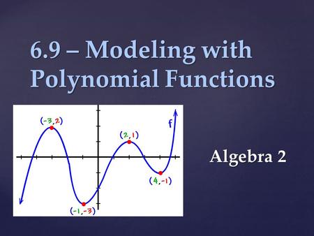 6.9 – Modeling with Polynomial Functions