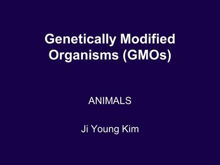 Genetically Modified Organisms (GMOs) ANIMALS Ji Young Kim.