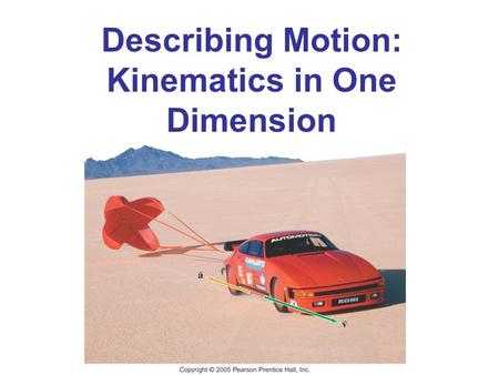 Describing Motion: Kinematics in One Dimension. Sub units Reference Frames and Displacement Average Velocity Instantaneous Velocity Acceleration Motion.