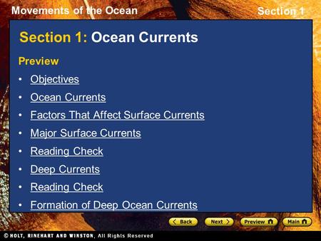 Section 1: Ocean Currents