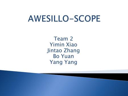 Team 2 Yimin Xiao Jintao Zhang Bo Yuan Yang.  The project we propose is a digital oscilloscope with playback function that provides almost any function.