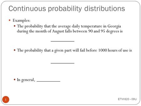 Continuous probability distributions