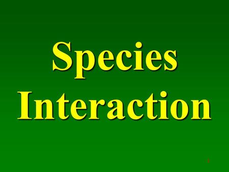 Species Interaction.