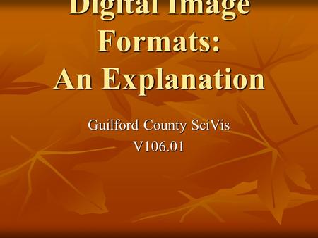 Digital Image Formats: An Explanation Guilford County SciVis V106.01.