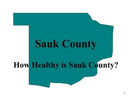 1 Sauk County How Healthy is Sauk County?. 2 HW 2020 Focus Areas –Access to High-Quality Health Services –Adequate, Appropriate, & Safe Food and Nutrition.