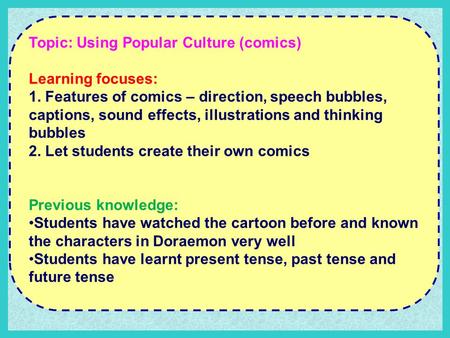 Topic: Using Popular Culture (comics)