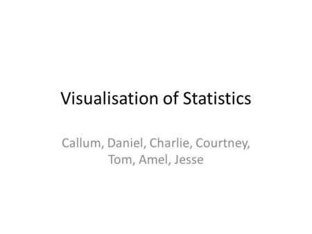 Visualisation of Statistics Callum, Daniel, Charlie, Courtney, Tom, Amel, Jesse.