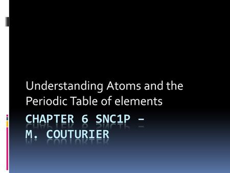 Understanding Atoms and the Periodic Table of elements.