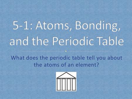 5-1: Atoms, Bonding, and the Periodic Table