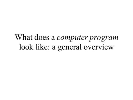 What does a computer program look like: a general overview.