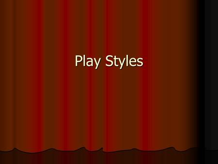 Play Styles. Timed Writing What is style? How would you describe your personal style? How would you describe a style for a person you know: maybe someone.