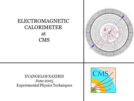 ELECTROMAGNETIC CALORIMETER at CMS EVANGELOS XAXIRIS June 2005 Experimental Physics Techniques.