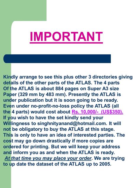 Kindly arrange to see this plus other 3 directories giving details of the other parts of the ATLAS. The 4 parts Of the ATLAS is about 884 pages on Super.