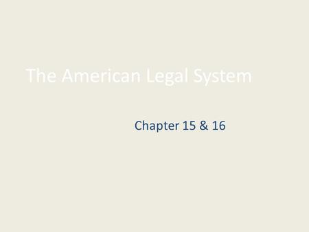 The American Legal System